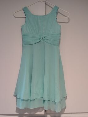 Sleeveless Mint Green Twisted-Waist Girls Formal Dress